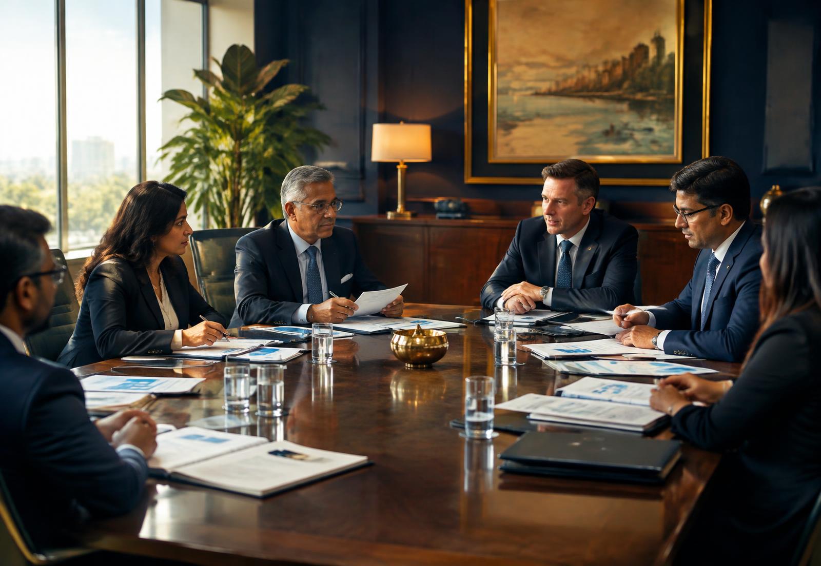 Advisors in a boardroom meeting